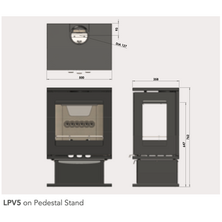 Purevision Linear LPV5 3-Sided 5kW Wood Burning Stove