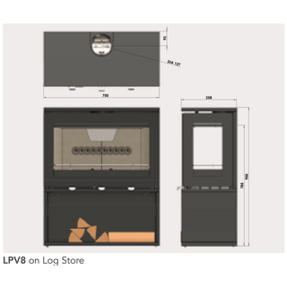 Purevision Linear LPV8 3-Sided 8kW Wood Burning Stove