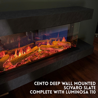 Cento Deep Wall Mounted Electric Fire and Fireplace Suite - Katell