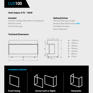 Solution LUX 3-Sided App Control Media Wall Electric Fire