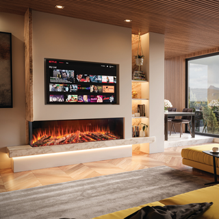 Solution LUX 3-Sided App Control Media Wall Electric Fire