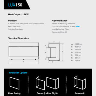 Solution LUX 3-Sided App Control Media Wall Electric Fire