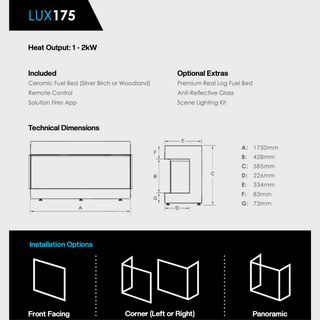 Solution LUX 3-Sided App Control Media Wall Electric Fire
