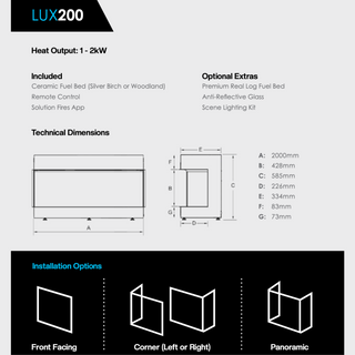 Solution LUX 3-Sided App Control Media Wall Electric Fire