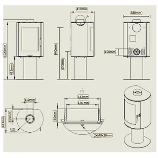 Willow Pedestal 5kW Cylindrical Woodburning Stove - Mendip