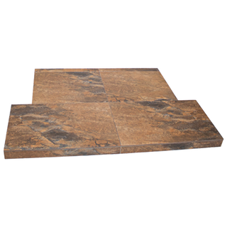 Mocha Riven Slate Effect Tiled T-Shaped Hearth - M.A.C. Metalcraft