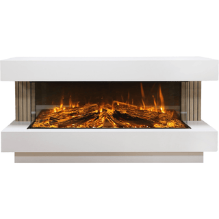 DLX Monroe Flat-To-Wall MDF Oak Panelling Electric Fire and Fireplace Suite - Celsi