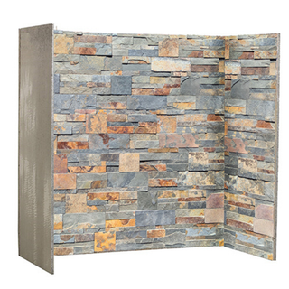 Multi coloured rustic staggered slate chamber liner set on studio white wall