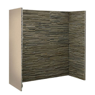 Olive green waterfall effect slate fireplace chamber lining panels studio image