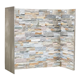 Beige multi staggered slate fireplace chamber liner set studio image