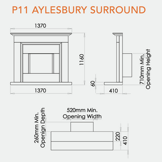 Aylesbury 54" Portuguese Limestone P11 Gas Fire and Fireplace - Charlton & Jenrick