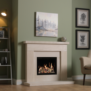 Beckford 48" Portuguese Limestone P11 Gas Fire and Fireplace - Charlton & Jenrick