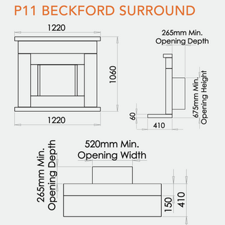 Beckford 48" Portuguese Limestone P11 Gas Fire and Fireplace - Charlton & Jenrick