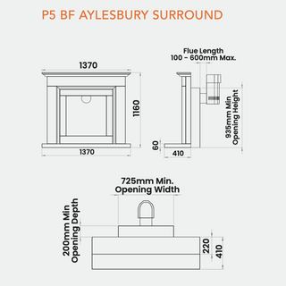 Ex-Display Aylesbury 54" Portuguese Limestone P5 BF Gas Fireplace - Charlton & Jenrick