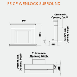 Wenlock 53" Portuguese Limestone P5 CF Gas Fire and Fireplace - Charlton & Jenrick
