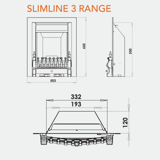 Paragon Slimline 3 Coal Effect Open Fronted Gas Fire - Charlton & Jenrick