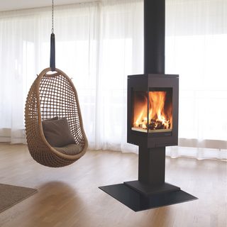 Quadro 1 6.2kW Wood Burning Stove with Top Plate on Pedestal - Nordpeis