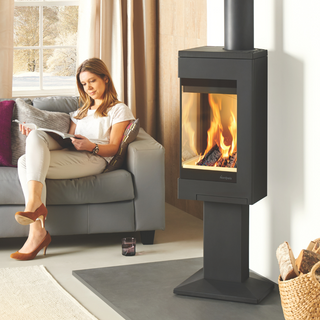 Quadro 1 6.2kW Wood Burning Stove with Top Plate on Pedestal - Nordpeis