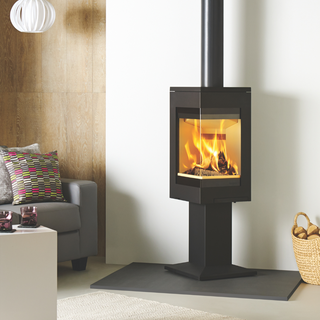 Quadro 1 6.2kW Wood Burning Stove with Top Plate on Pedestal - Nordpeis