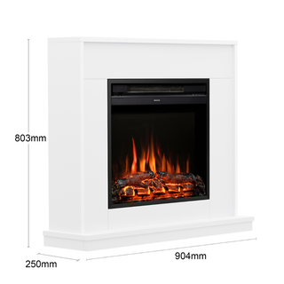 Salehurst 38" Flat-To-Wall or Wall-Mounted Electric Fire and Fireplace Suite - Flare