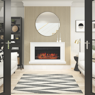 Salehurst Grande 52" Flat-To-Wall or Wall-Mounted Electric Fire and Fireplace Suite - Flare