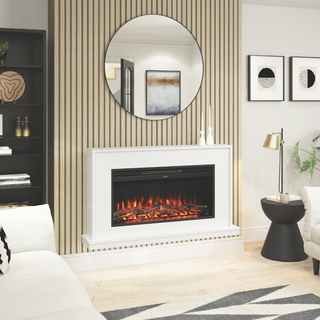 Salehurst Grande 52" Flat-To-Wall or Wall-Mounted Electric Fire and Fireplace Suite - Flare
