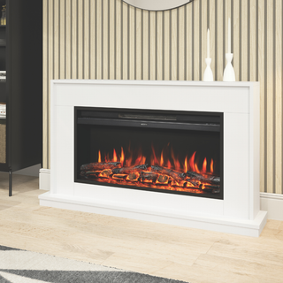Salehurst Grande 52" Flat-To-Wall or Wall-Mounted Electric Fire and Fireplace Suite - Flare