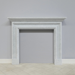 Salisbury Bolection 58" Bianca Carrara Marble Fireplace Mantel - FDC