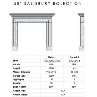 Salisbury Bolection 58" Bianca Carrara Marble Fireplace Mantel - FDC
