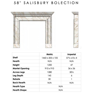 Salisbury Bolection 58" Dolomite Gold Marble Fireplace Mantel - FDC
