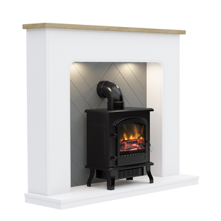 Sennen 54" Flat-To-Wall Electric Stove Timber Inglenook - Flare