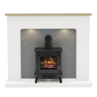 Sennen 54" Flat-To-Wall Electric Stove Timber Inglenook - Flare