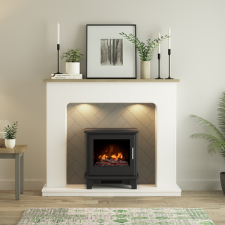 Sennen 54" Flat-To-Wall Electric Stove Timber Inglenook - Flare