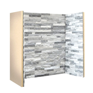 Silver and white slate fireplace chamber lining set on white wall