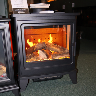 Ex-Display Mulberry Electric Stove Black with Premium Real Logs - Solution