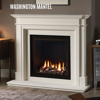Provident Flat Wall Cast Iron Arch Aegean Limestone Electric Fireplace Suite Package - Solution
