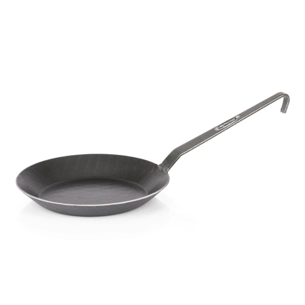 Black frying pan on a white background
