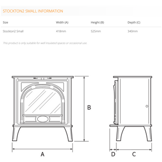 Stockton 2 Small Electric Stove - Gazco