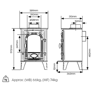 Stockton 4 Solid Fuel Stove - Stovax