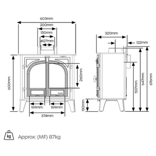 Stockton 5 Wide Solid Fuel Stove - Stovax