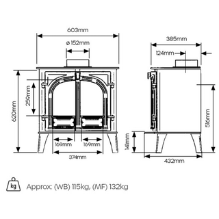 Stockton 8 Solid Fuel Stove - Stovax