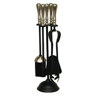 Traditional Top Round Base Companion Set Black & Pewter - Manor