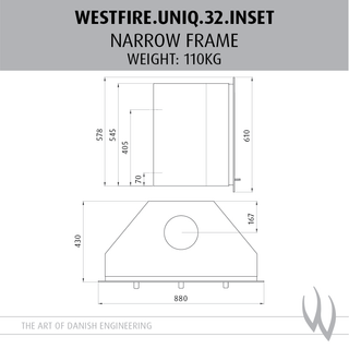 Uniq 32 Inset Glass Front 7kW Woodburning Stove - Westfire