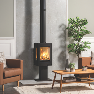 Uno 1 Wood Burning Stove with Pedestal Base - Nordpeis