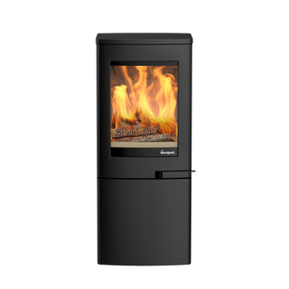 Uno 2 Wood Burning Stove with Log Store Base and Clear Glass Panels - Nordpeis