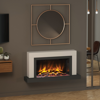 Pryzm Vardo Timber Wall Mounted Fire and Fireplace Suite