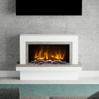 Pryzm Vardo Timber Floor Mounted Fire and Fireplace Suite