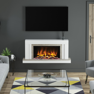 Pryzm Vardo Timber Wall Mounted Fire and Fireplace Suite