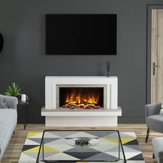 Pryzm Vardo Timber Floor Mounted Fire and Fireplace Suite