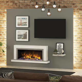 Pryzm Vardo Timber Wall Mounted Fire and Fireplace Suite